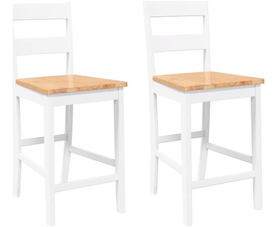 vidaXL Hokery barowe 2 szt. Białe lite drewno gumowe Virtuves krēsli