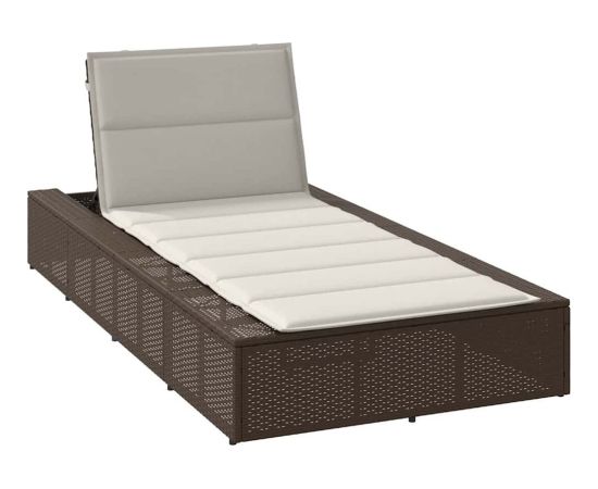 Vidaxl Leżak z poduszką pływającą Brązowy polirattan Шезлонги и пляжные стулья