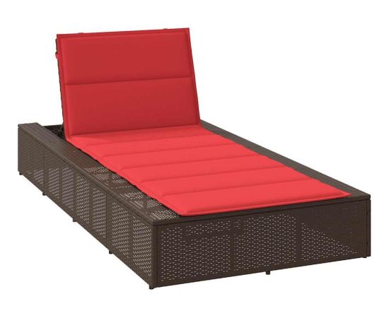 Vidaxl Leżak z poduszką pływającą Brązowy polirattan Шезлонги и пляжные стулья