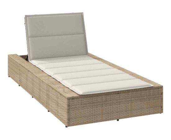 vidaXL Leżak z poduszką pływającą beżowy polirattan Шезлонги и пляжные стулья