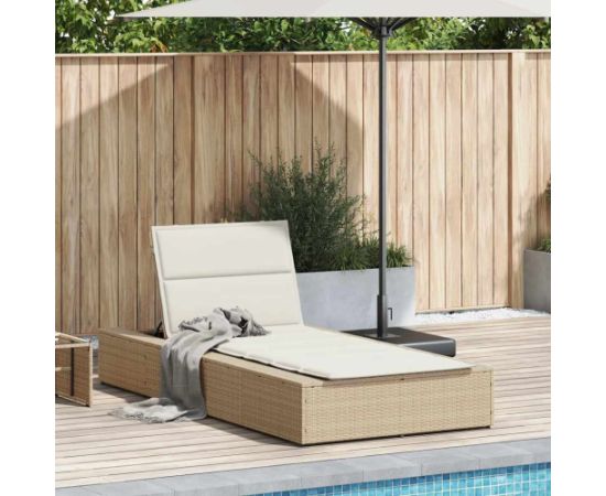 vidaXL Leżak z poduszką pływającą beżowy polirattan Шезлонги и пляжные стулья