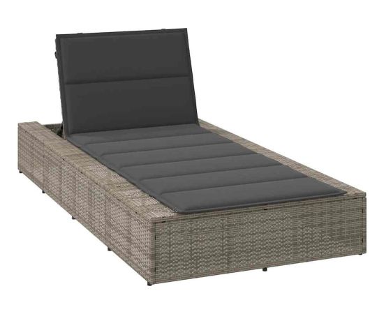 vidaXL Leżak z pływającą poduszką Szary polirattan Шезлонги и пляжные стулья