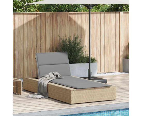 vidaXL Leżak z poduszką pływającą beżowy polirattan Шезлонги и пляжные стулья