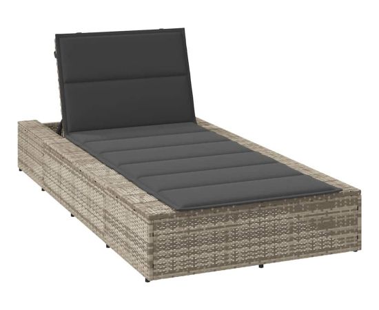 vidaXL Leżak z poduszką pływającą Jasnoszary polirattan Шезлонги и пляжные стулья