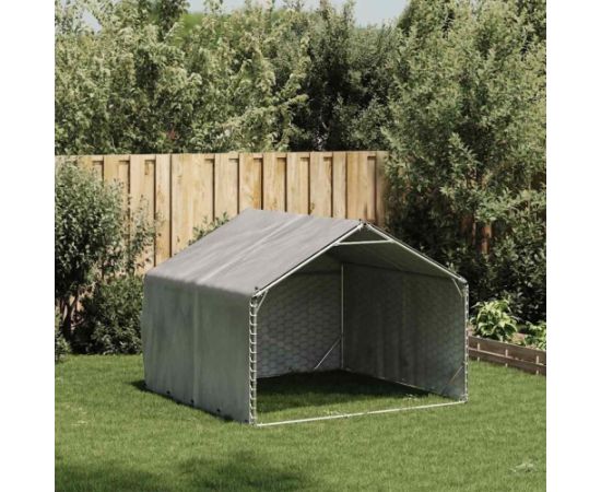 vidaXL Zewnętrzna buda dla psa z pokrowcem 2x2x1,5 m Stal ocynkowana Guļvieta mājdzīvniekiem