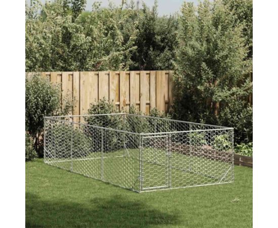 vidaXL Zewnętrzna buda dla psa z drzwiami 2x4x1 m Stal ocynkowana Guļvieta mājdzīvniekiem