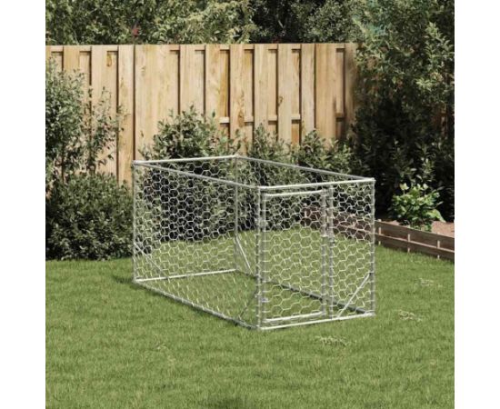 vidaXL Zewnętrzna buda dla psa z drzwiami 2x1x1 m Stal ocynkowana Guļvieta mājdzīvniekiem