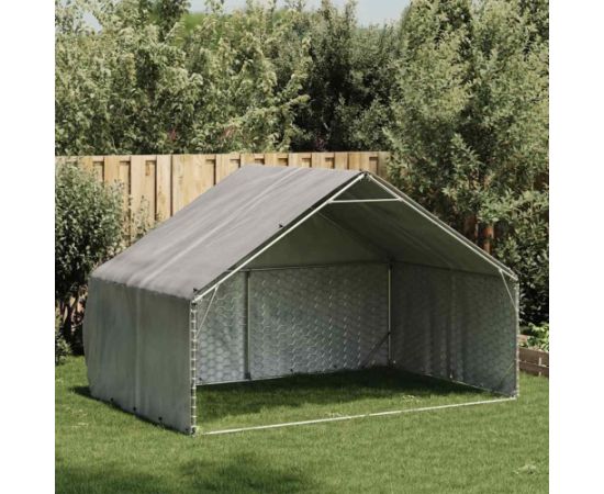 vidaXL Zewnętrzna buda dla psa z pokrowcem 3x2x1,9 m Stal ocynkowana Guļvieta mājdzīvniekiem