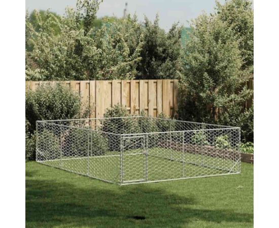 vidaXL Zewnętrzna buda dla psa z drzwiami 3x4x1 m ocynkowana stal Guļvieta mājdzīvniekiem