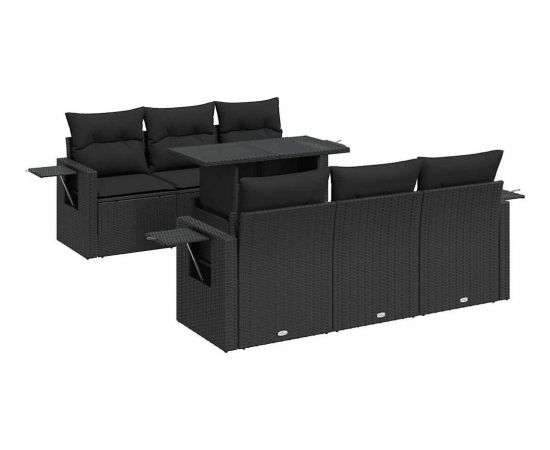 vidaXL 7-cz. zestaw wypoczynkowy do ogrodu, z poduszkami, czarny Dārza mēbeļu komplekti