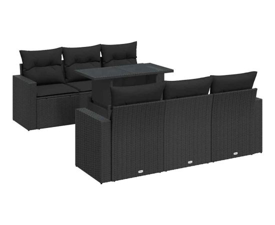 vidaXL 7-cz. zestaw wypoczynkowy do ogrodu, z poduszkami, czarny Dārza mēbeļu komplekti