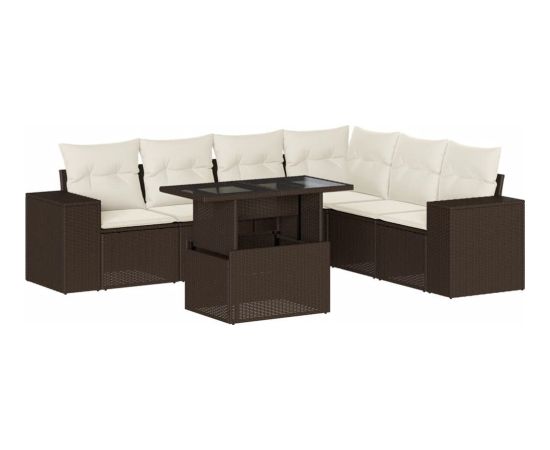 vidaXL vidaXL 7-cz. zestaw wypoczynkowy do ogrodu, z poduszkami, brązowy Dārza mēbeļu komplekti