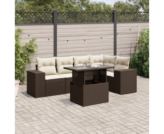 vidaXL vidaXL 6-cz. zestaw wypoczynkowy do ogrodu, z poduszkami, brązowy Dārza mēbeļu komplekti