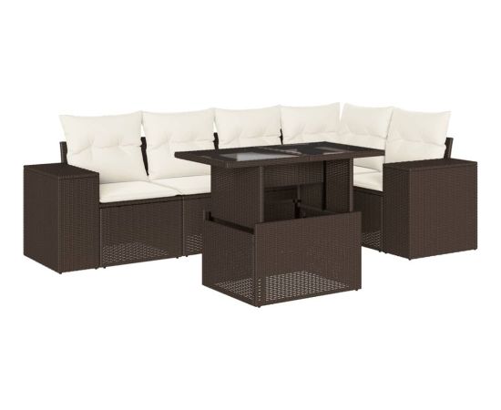 vidaXL vidaXL 6-cz. zestaw wypoczynkowy do ogrodu, z poduszkami, brązowy Dārza mēbeļu komplekti