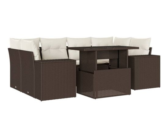 vidaXL vidaXL 7-cz. zestaw wypoczynkowy do ogrodu, z poduszkami, brązowy Dārza mēbeļu komplekti