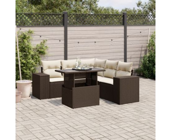 vidaXL vidaXL 6-cz. zestaw wypoczynkowy do ogrodu, z poduszkami, brązowy Dārza mēbeļu komplekti