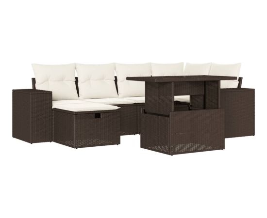 vidaXL vidaXL 7-cz. zestaw wypoczynkowy do ogrodu, z poduszkami, brązowy Dārza mēbeļu komplekti