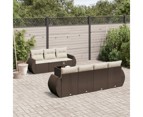 vidaXL vidaXL 8-cz. zestaw wypoczynkowy do ogrodu, z poduszkami, brązowy Dārza mēbeļu komplekti