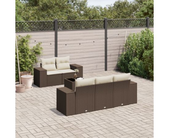 vidaXL vidaXL 6-cz. zestaw wypoczynkowy do ogrodu, z poduszkami, brązowy Dārza mēbeļu komplekti