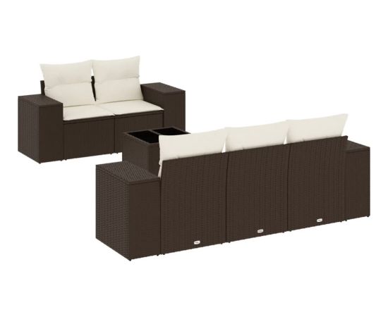 vidaXL vidaXL 6-cz. zestaw wypoczynkowy do ogrodu, z poduszkami, brązowy Dārza mēbeļu komplekti