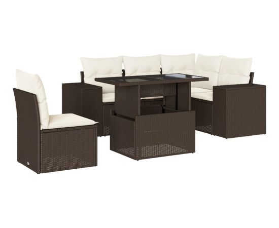 vidaXL vidaXL 6-cz. zestaw wypoczynkowy do ogrodu, z poduszkami, brązowy Dārza mēbeļu komplekti