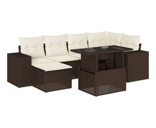 vidaXL vidaXL 7-cz. zestaw wypoczynkowy do ogrodu, z poduszkami, brązowy Dārza mēbeļu komplekti