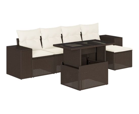 vidaXL vidaXL 6-cz. zestaw wypoczynkowy do ogrodu, z poduszkami, brązowy Dārza mēbeļu komplekti