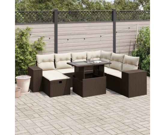 vidaXL vidaXL 8-cz. zestaw wypoczynkowy do ogrodu, z poduszkami, brązowy Dārza mēbeļu komplekti