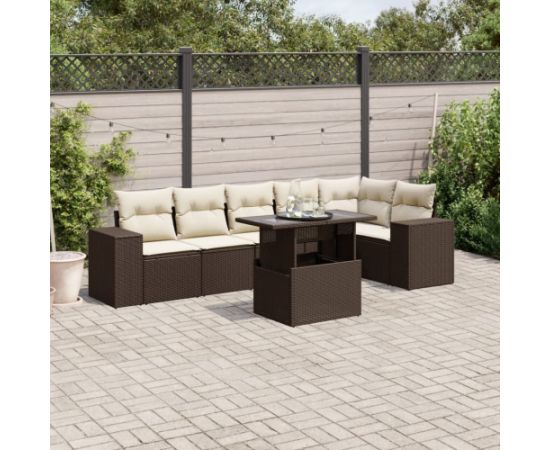 vidaXL vidaXL 7-cz. zestaw wypoczynkowy do ogrodu, z poduszkami, brązowy Dārza mēbeļu komplekti