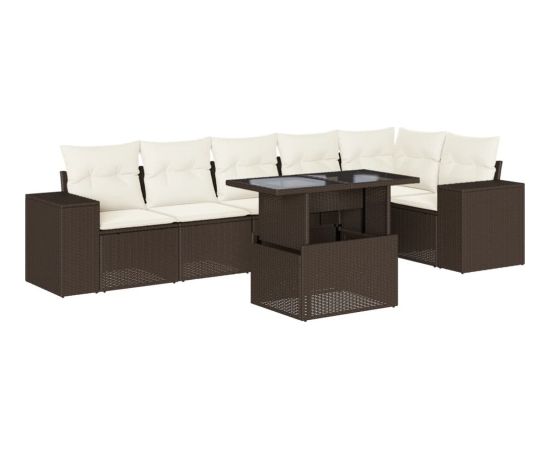 vidaXL vidaXL 7-cz. zestaw wypoczynkowy do ogrodu, z poduszkami, brązowy Dārza mēbeļu komplekti