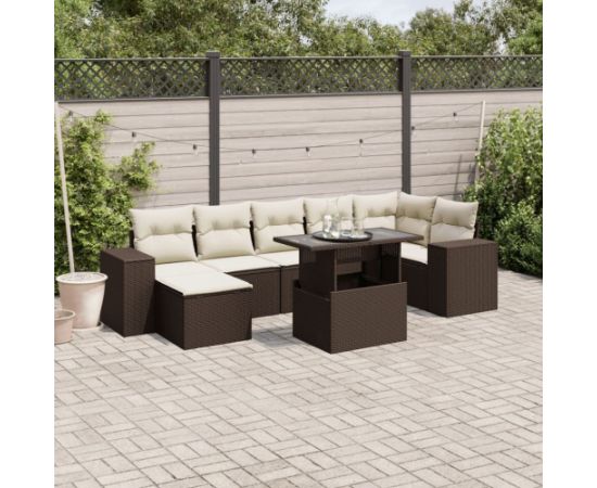 vidaXL vidaXL 8-cz. zestaw wypoczynkowy do ogrodu, z poduszkami, brązowy Dārza mēbeļu komplekti