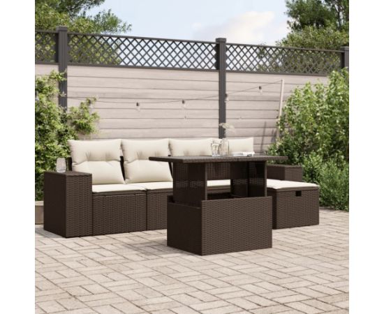 vidaXL vidaXL 6-cz. zestaw wypoczynkowy do ogrodu, z poduszkami, brązowy Dārza mēbeļu komplekti