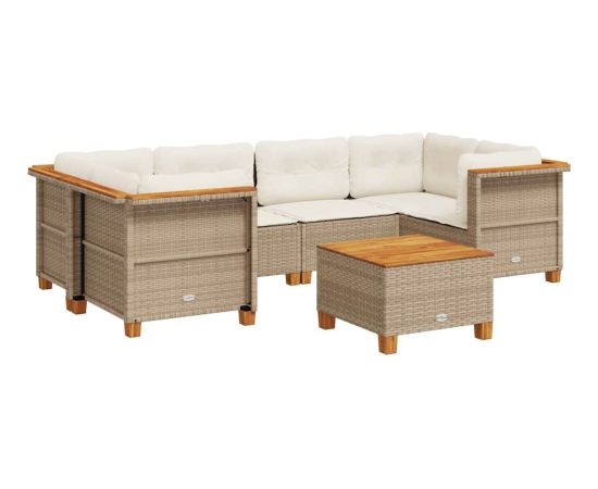 vidaXL 7-cz. zestaw wypoczynkowy do ogrodu, z poduszkami, beżowy Dārza mēbeļu komplekti