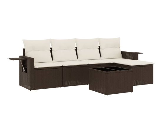 vidaXL 6-cz. zestaw wypoczynkowy do ogrodu, z poduszkami, brązowy Dārza mēbeļu komplekti