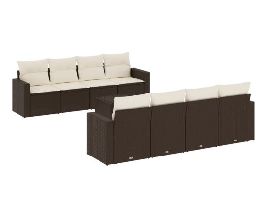 vidaXL 9-cz. zestaw mebli ogrodowych z poduszkami, brązowy, polirattan Dārza mēbeļu komplekti