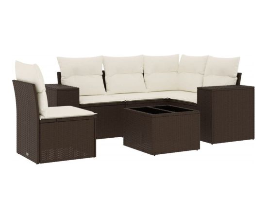 vidaXL 6-cz. zestaw wypoczynkowy do ogrodu, z poduszkami, brązowy Dārza mēbeļu komplekti