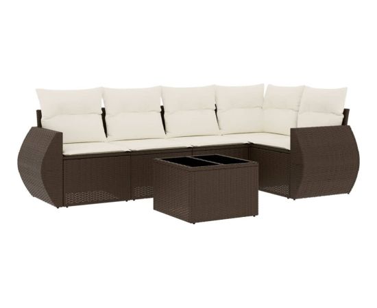 vidaXL 6-cz. zestaw wypoczynkowy do ogrodu, z poduszkami, brązowy Dārza mēbeļu komplekti