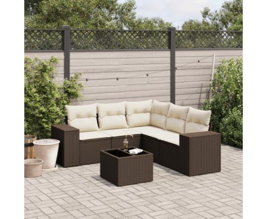 vidaXL 6-cz. zestaw wypoczynkowy do ogrodu, z poduszkami, brązowy Dārza mēbeļu komplekti