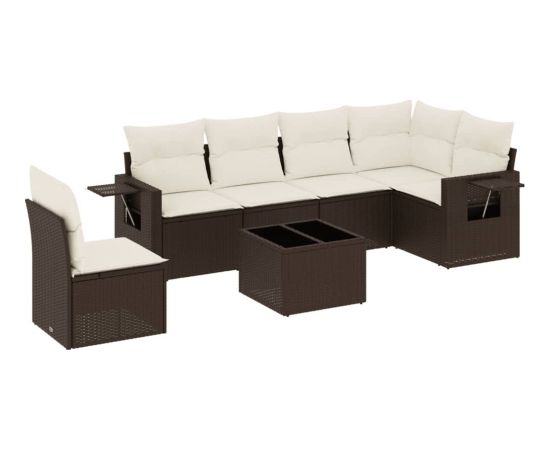 vidaXL 7-cz. zestaw wypoczynkowy do ogrodu, z poduszkami, brązowy Dārza mēbeļu komplekti