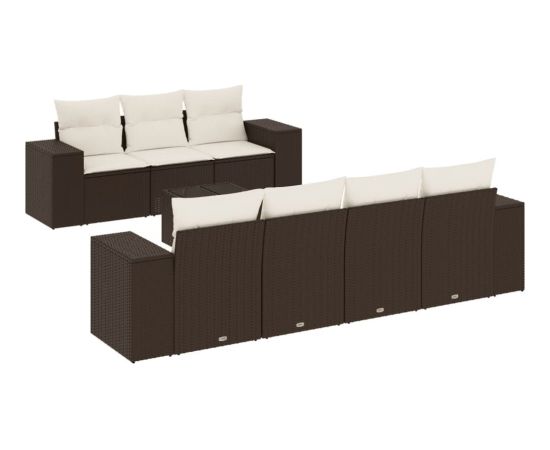 vidaXL 8-cz. zestaw wypoczynkowy do ogrodu, z poduszkami, brązowy Dārza mēbeļu komplekti