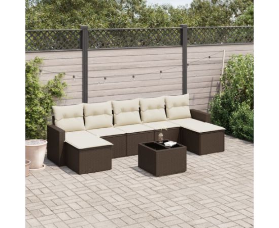 vidaXL 8-cz. zestaw wypoczynkowy do ogrodu, z poduszkami, brązowy Dārza mēbeļu komplekti