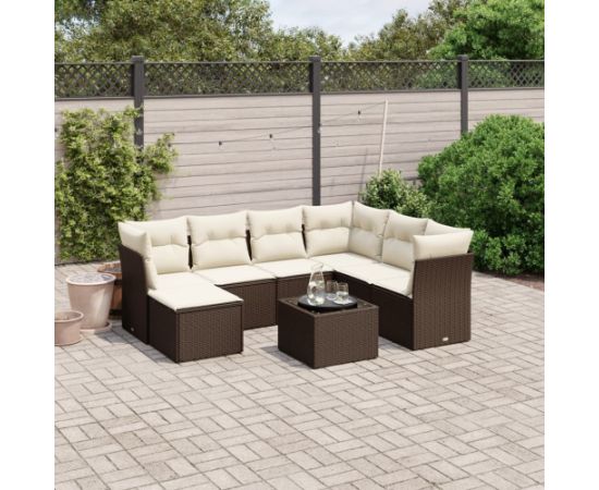 vidaXL 8-cz. zestaw wypoczynkowy do ogrodu, z poduszkami, brązowy Dārza mēbeļu komplekti