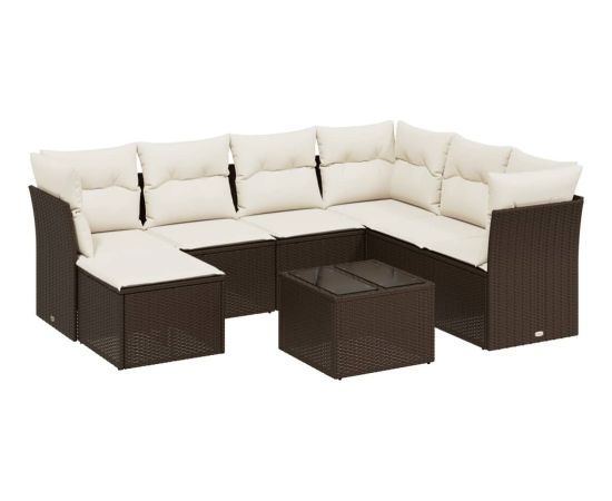 vidaXL 8-cz. zestaw wypoczynkowy do ogrodu, z poduszkami, brązowy Dārza mēbeļu komplekti