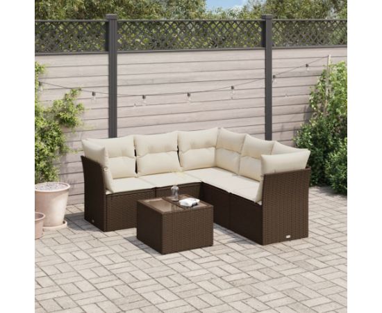 vidaXL 6-cz. zestaw wypoczynkowy do ogrodu, z poduszkami, brązowy Dārza mēbeļu komplekti