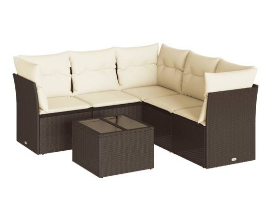 vidaXL 6-cz. zestaw wypoczynkowy do ogrodu, z poduszkami, brązowy Dārza mēbeļu komplekti