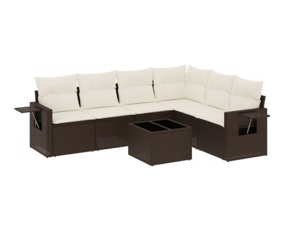 vidaXL 7-cz. zestaw wypoczynkowy do ogrodu, z poduszkami, brązowy Dārza mēbeļu komplekti