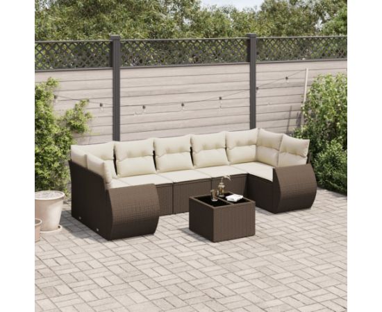 vidaXL 8-cz. zestaw wypoczynkowy do ogrodu, z poduszkami, brązowy Dārza mēbeļu komplekti