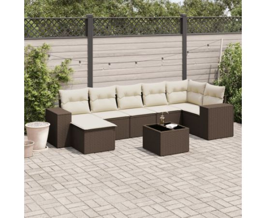 vidaXL 8-cz. zestaw wypoczynkowy do ogrodu, z poduszkami, brązowy Dārza mēbeļu komplekti