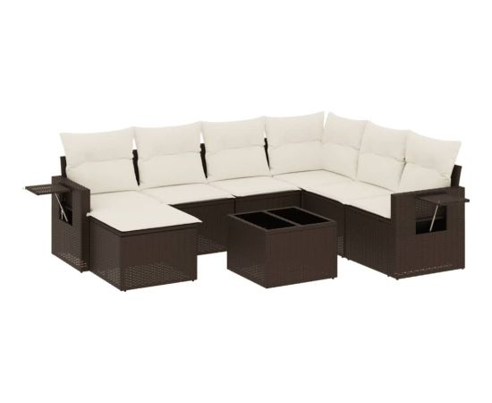 vidaXL 8-cz. zestaw wypoczynkowy do ogrodu, z poduszkami, brązowy Dārza mēbeļu komplekti