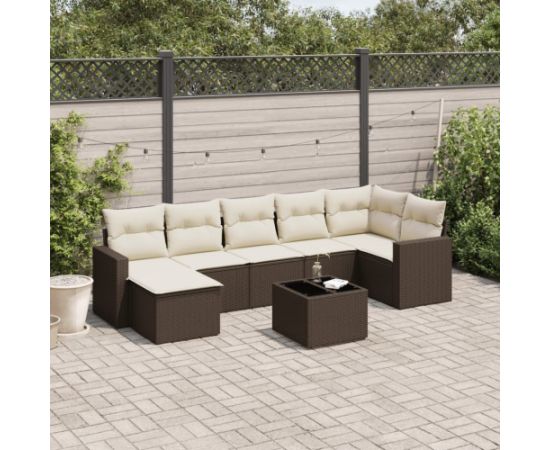 vidaXL 8-cz. zestaw wypoczynkowy do ogrodu, z poduszkami, brązowy Dārza mēbeļu komplekti